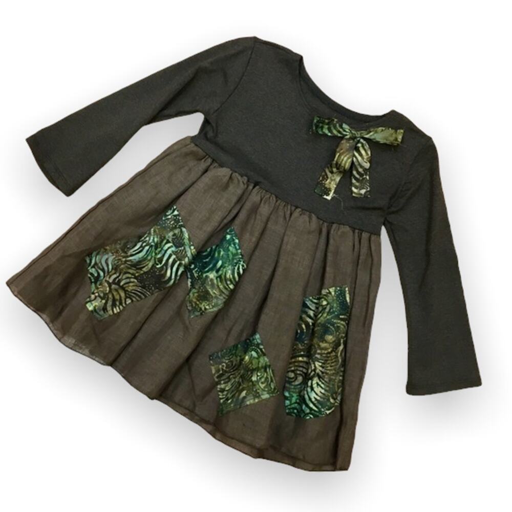 Owl's & Bat's Girls Top Size 4 5‎ Brown Green Tunic Boho NEW